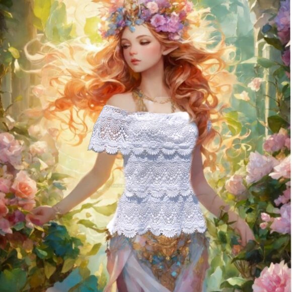 White House Black Market Tops - WHITE HOUSE BLACK MARKET Boho Off-The-Shoulder Tiered Scalloped White Lace Sz S